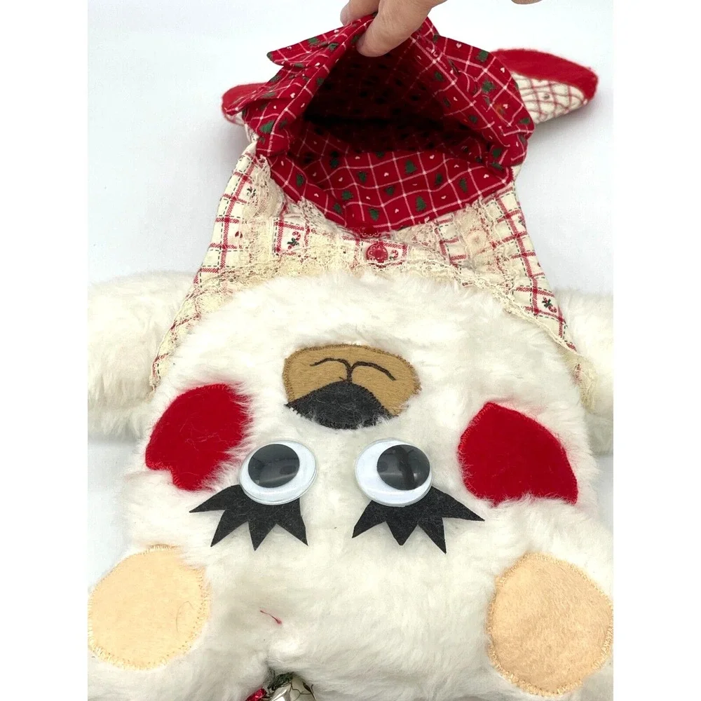 Vintage Christmas Stocking Bear Plush Googly Eyes 22